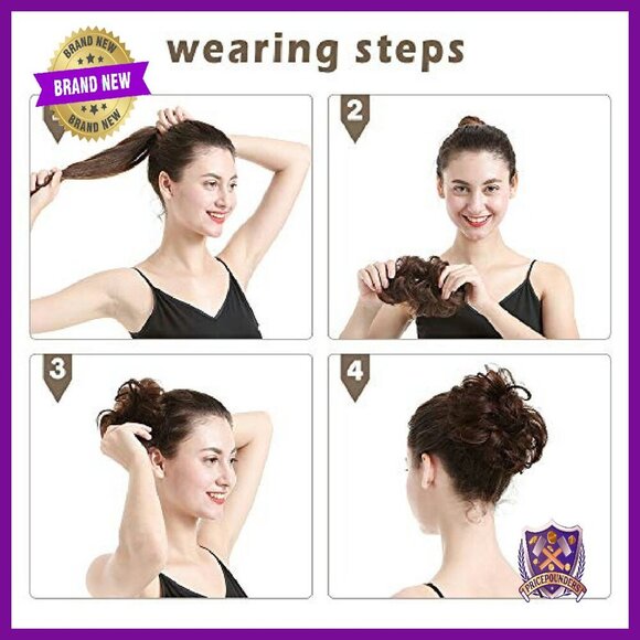 Real Human Hair Bun Extension Scrunchie - Thick Soft Fluffy Updo